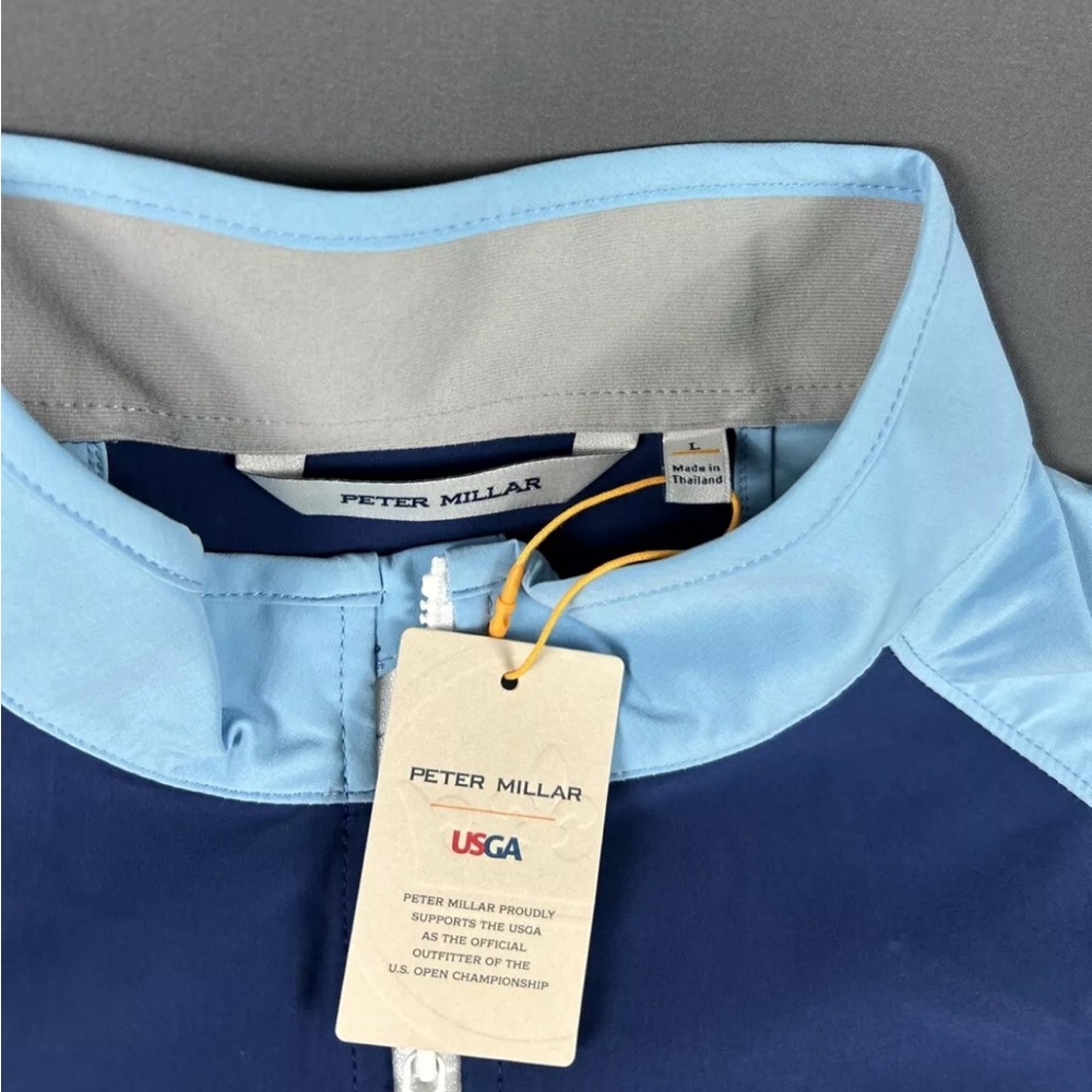 Peter Millar Golf Rain Jacket Pinehurst US Open Logo Large Blue Crown Sport NWT - Picture 4 of 7